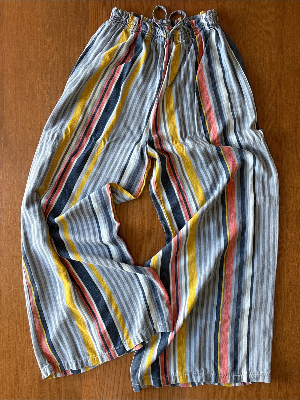 CHERISHH - Striped Wide-Leg Drapey Drawstring Pants - Multicolor